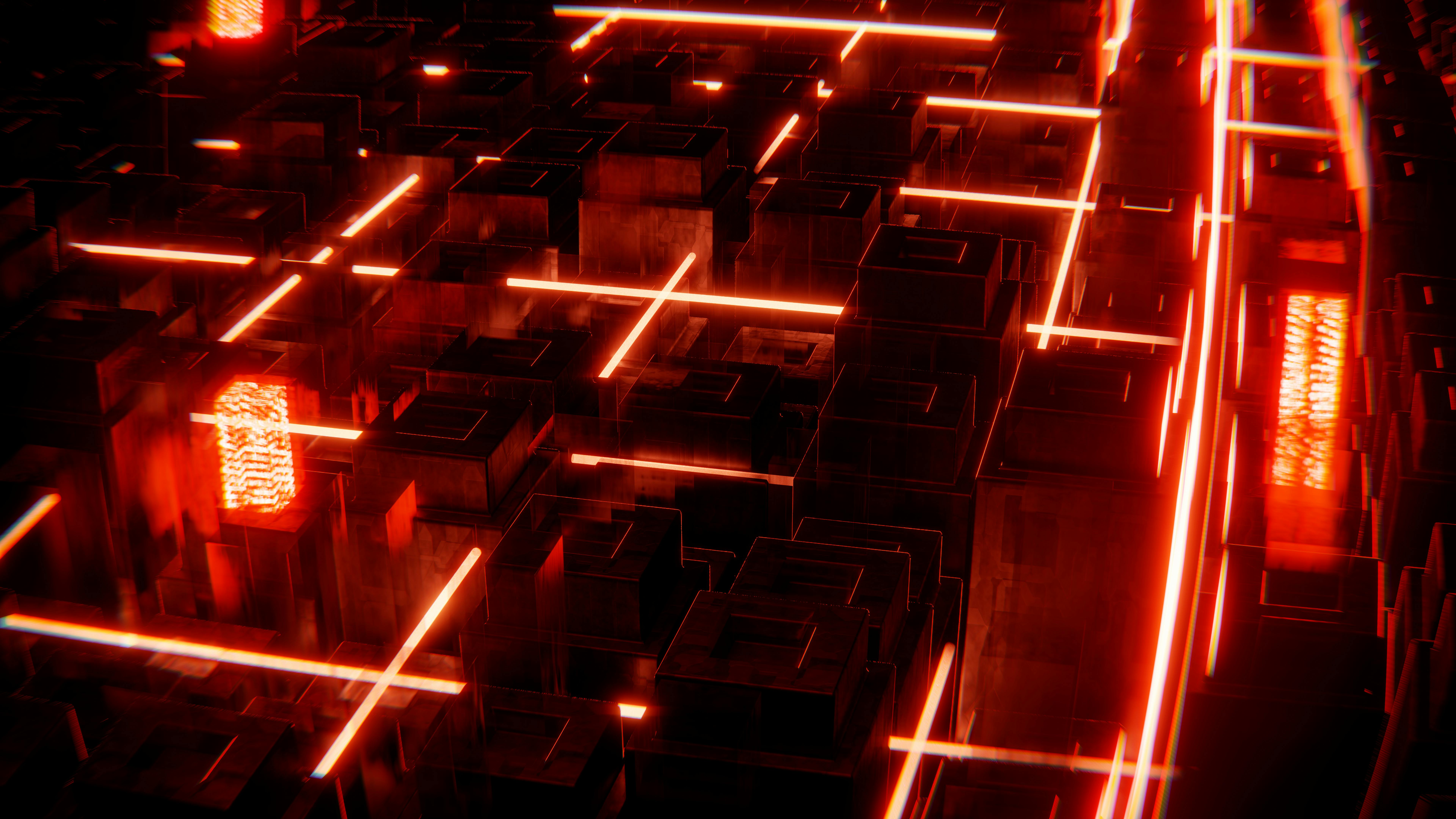 Neon digital cityscape